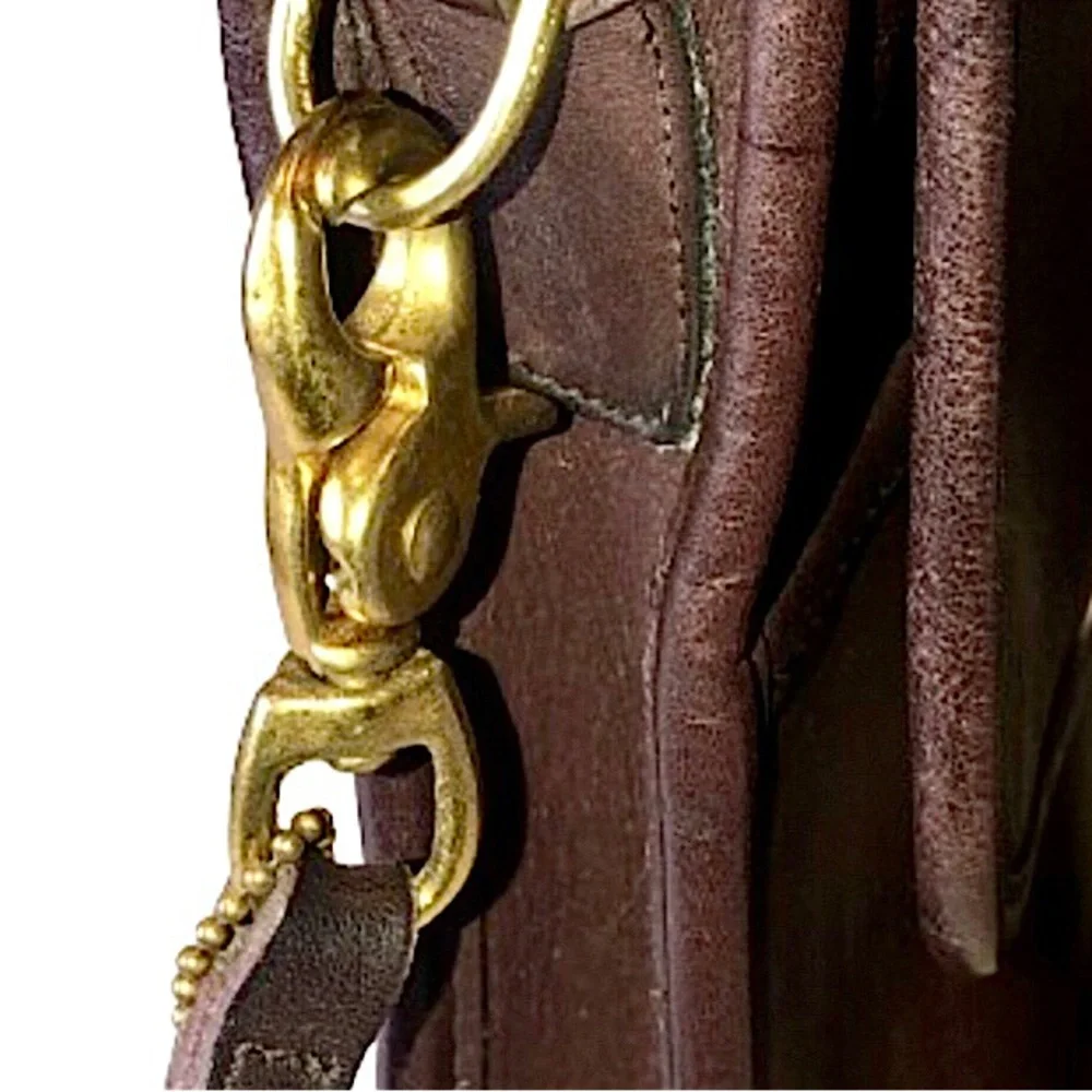 VINTAGE COACH Mahogany Leather Top Handle Turn Lock Unisex Shoulder Bag NYC COA - Picture 7 of 17